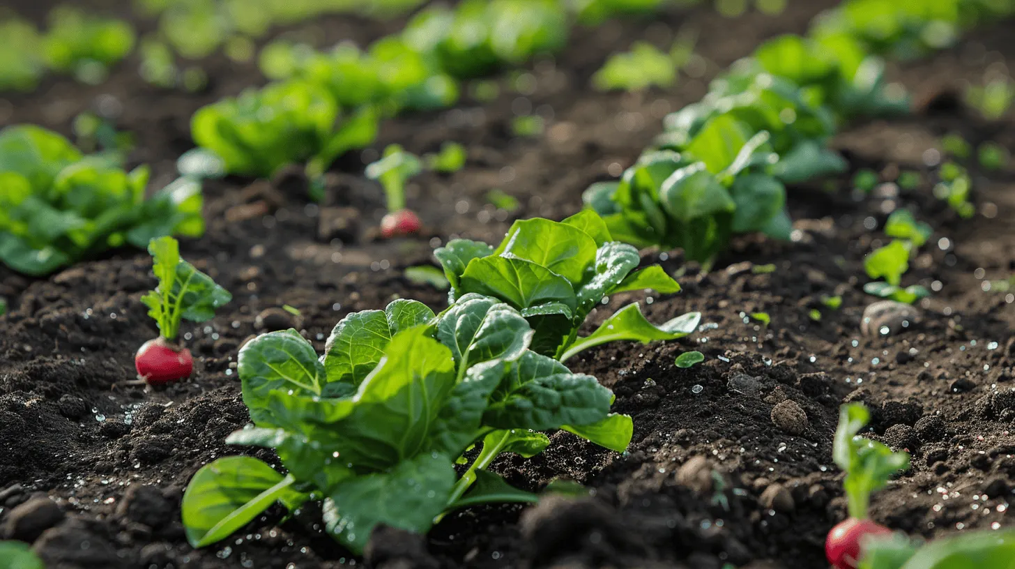 Feldsalat als dichte Rosetten im Beet Feldsalat als dichte Rosetten im Beet