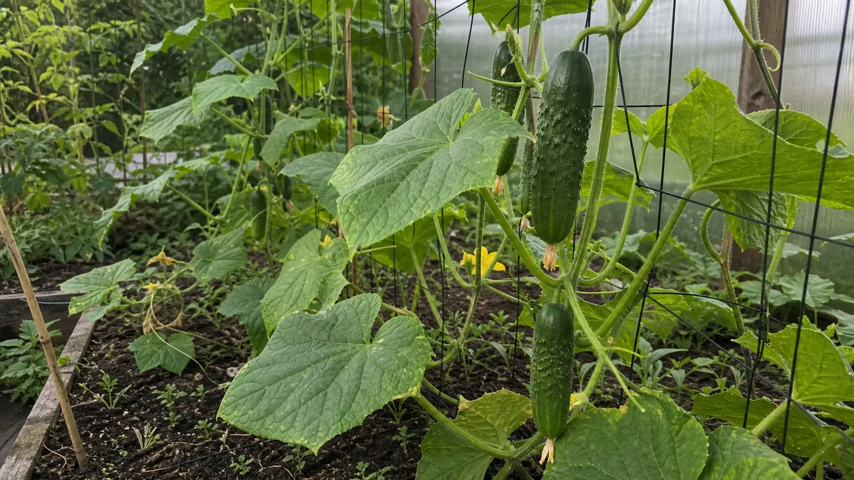 Gurken mit Rankhilfe anbauen