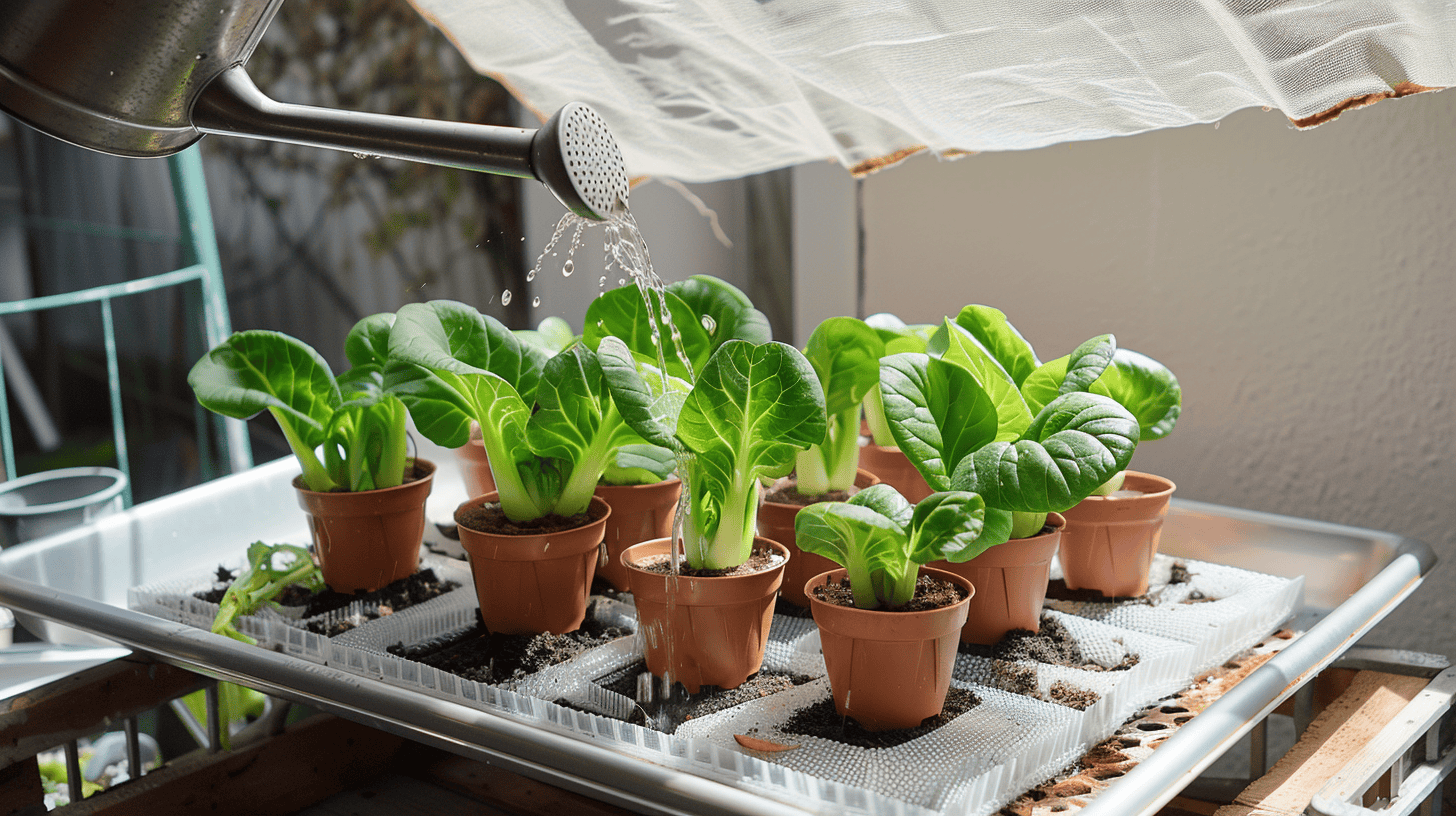 Pak Choi auf dem Balkon im Topf