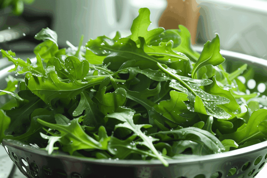 frisch geernteter Rucola in einer Schale