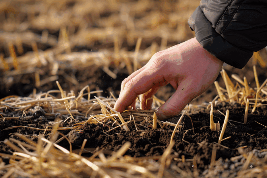 knoblauch mit mulch abgedeckt